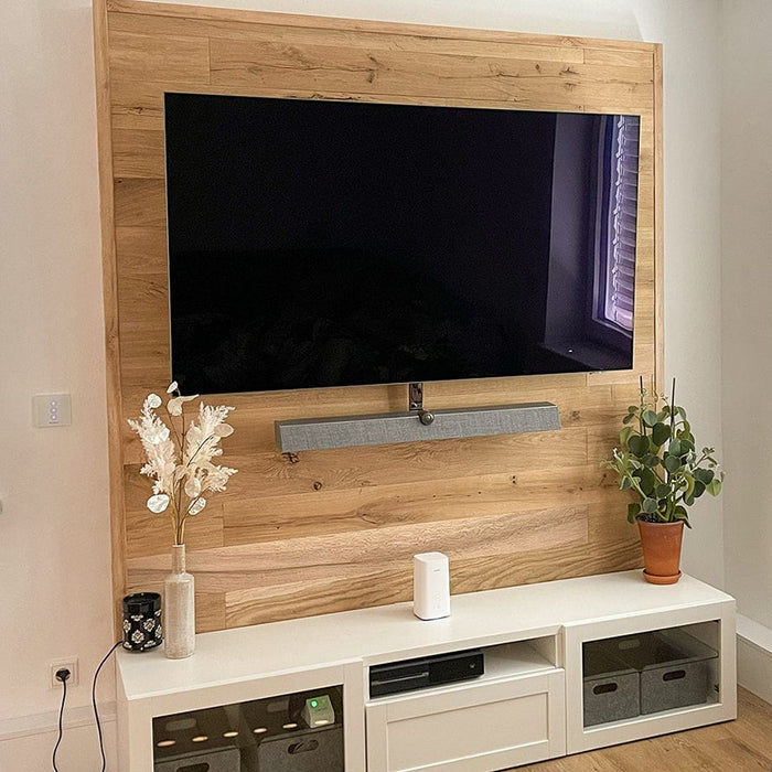 Leftover ramp - chopped &amp; brushed oak - ceiling paneling / wall unit